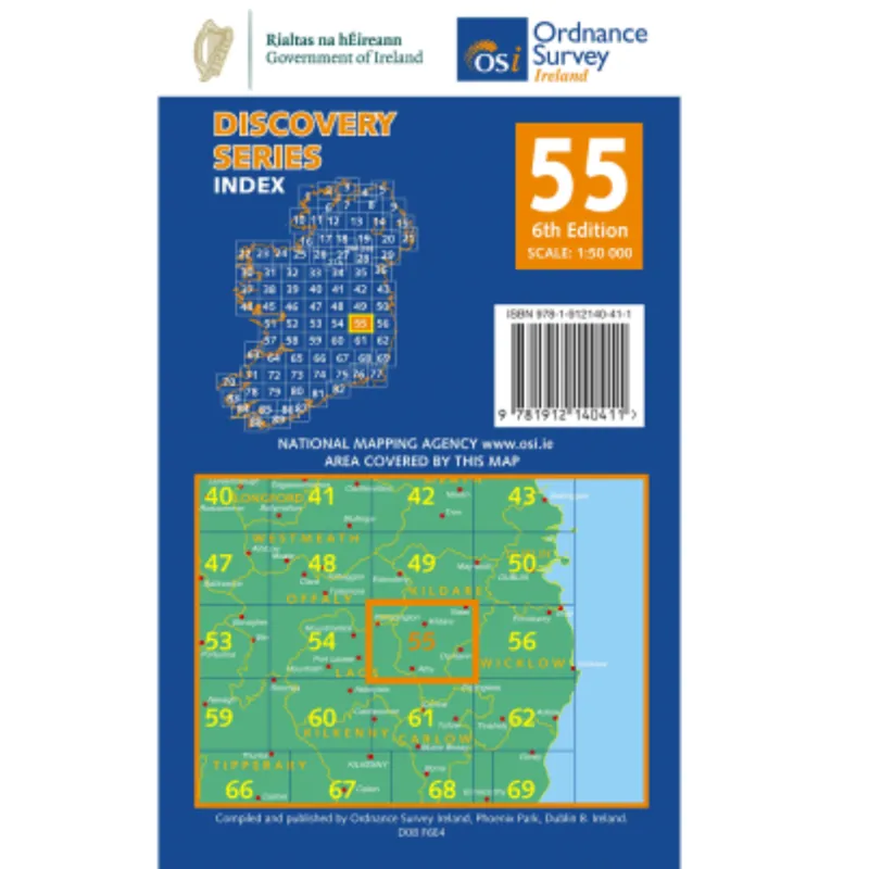 OSI Discovery Series Sheet 55 Lamfold Kildare Laois Offaly Wicklow 6th Edition 2020-1